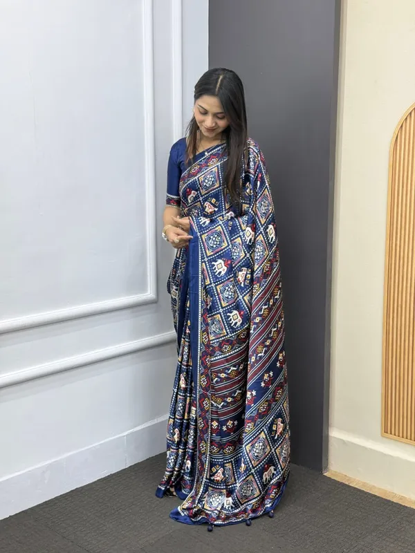 Blue_Patola__Saree__With_Blouse_Piece