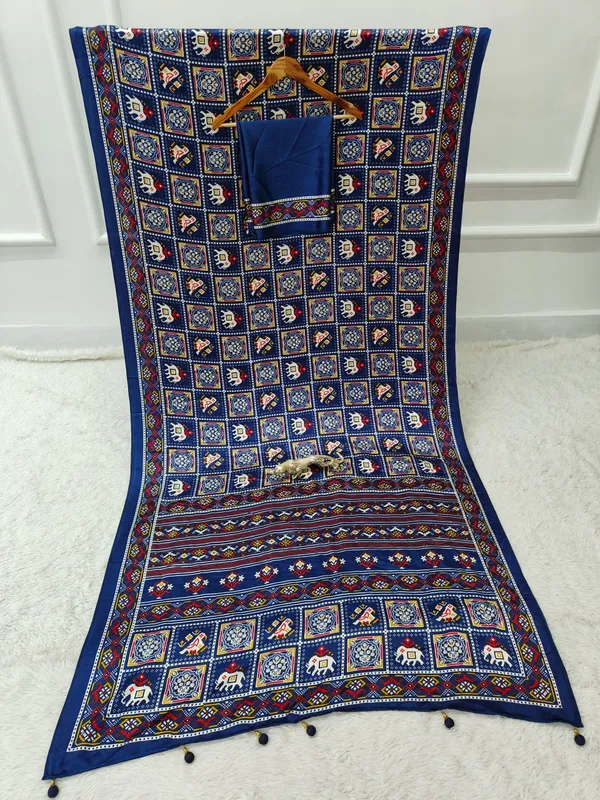 Blue_Patola__Saree__With_Blouse_Piece