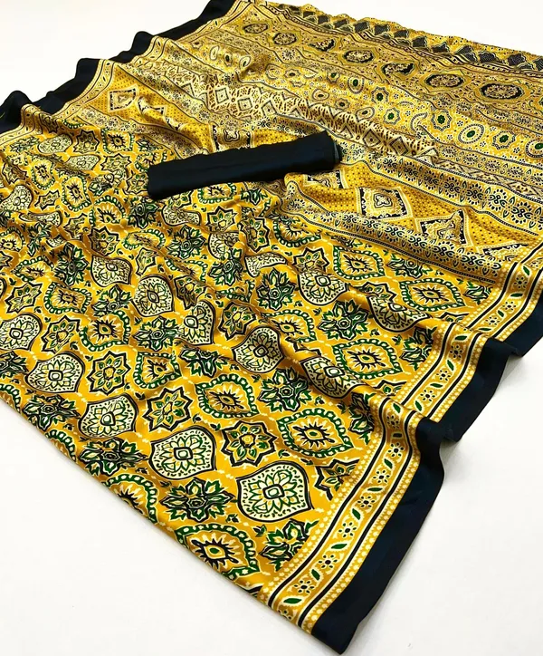 Brilliant_Yellow_Ajrakh_Printed_Soft_Modal_Silk_Natural_Print_Saree