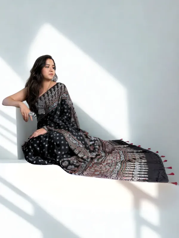 Dark_Black_Ajrakh__Silk_Saree