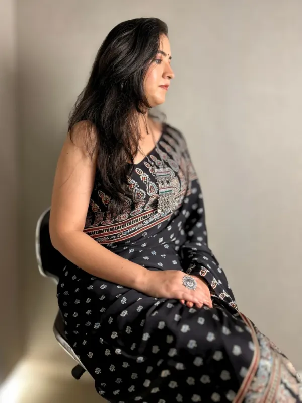 Dark_Black_Ajrakh__Silk_Saree