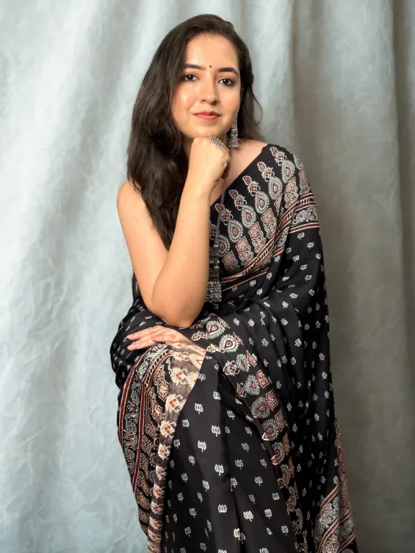 Dark_Black_Ajrakh__Silk_Saree