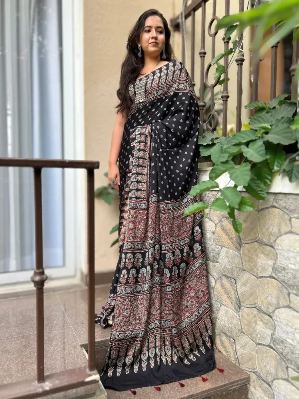 Dark_Black_Ajrakh__Silk_Saree
