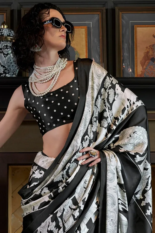 Classic_Black_and_Snow_White_Patola_Ajrakh_Patola_Printed_Satin_Crepe_Saree