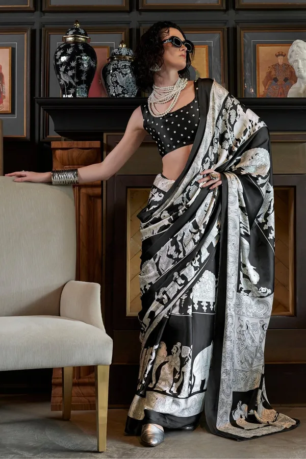 Classic_Black_and_Snow_White_Patola_Ajrakh_Patola_Printed_Satin_Crepe_Saree