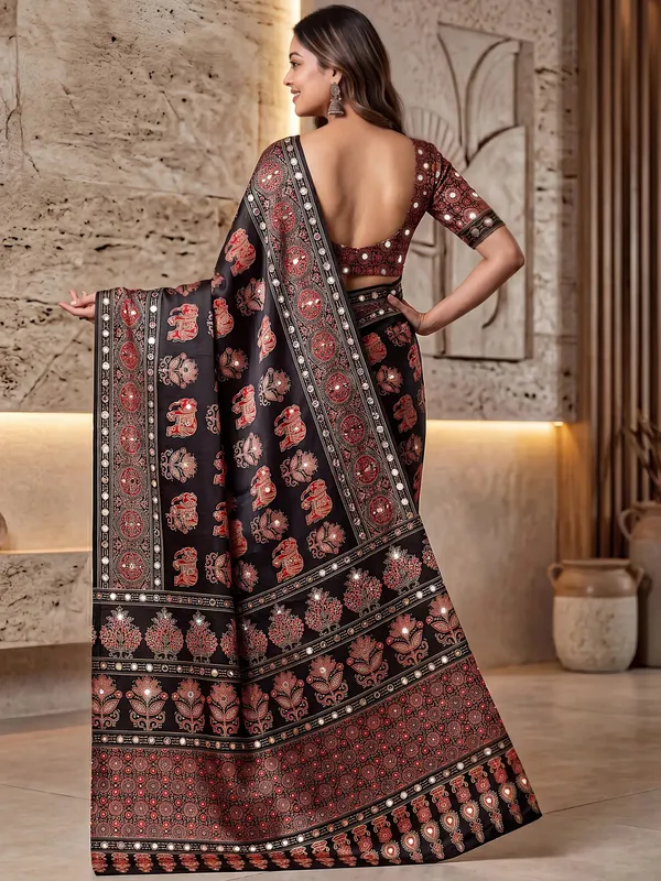 Dazzling_Black_Digital_Printed_Crepe_Silk_Party_Wear_Saree_With_Blouse