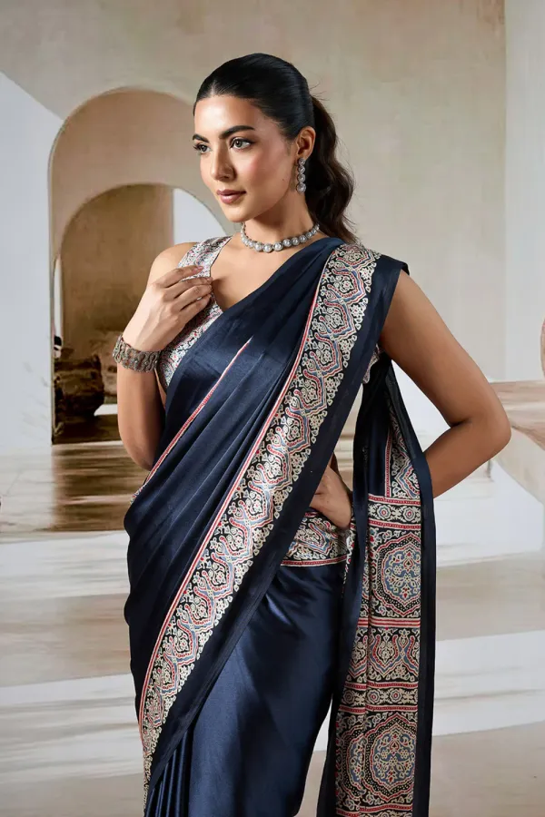 Grease_Black_Ajrakh_Printed_Satin_Crepe_Silk_Saree