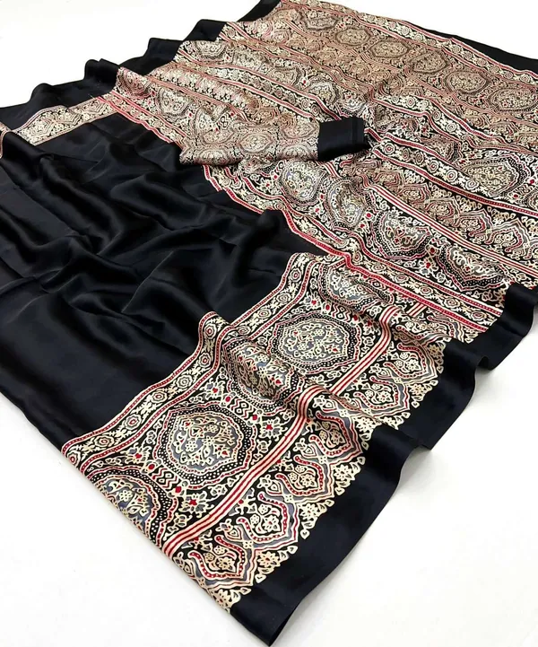 Grease_Black_Ajrakh_Printed_Satin_Crepe_Silk_Saree