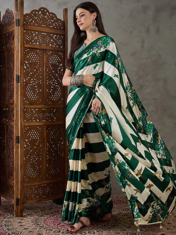 Green_Floral_Printed_Modal_Satin_Party_Wear_Saree_with_a_Smooth_Satin_Finish