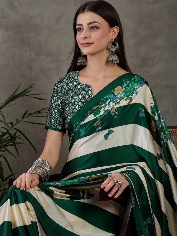 Green_Floral_Printed_Modal_Satin_Party_Wear_Saree_with_a_Smooth_Satin_Finish