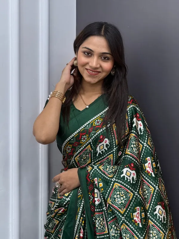 Green_Patola__Saree__With_Blouse_Piece