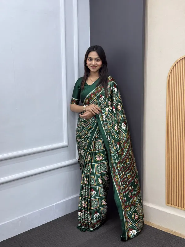 Green_Patola__Saree__With_Blouse_Piece
