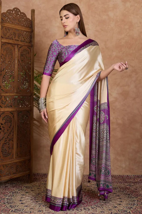 Ivory_Cream_and_Purple_Ajrakh_Printed_Satin_Crepe_Silk_Saree