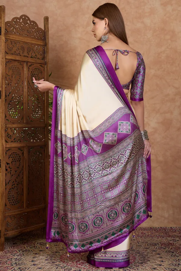 Ivory_Cream_and_Purple_Ajrakh_Printed_Satin_Crepe_Silk_Saree