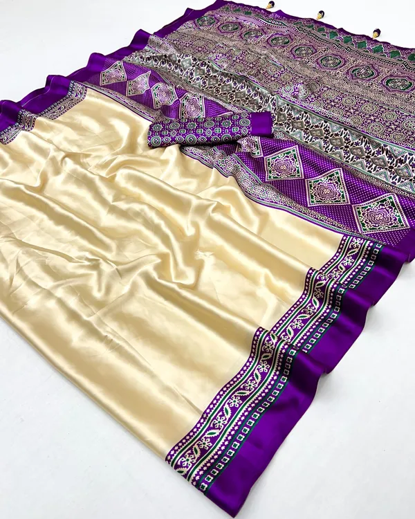 Ivory_Cream_and_Purple_Ajrakh_Printed_Satin_Crepe_Silk_Saree