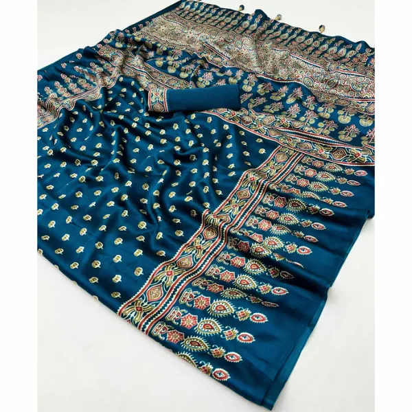 James_Blue_Ajrakh_Printed_Satin_Gaji_Silk_Saree