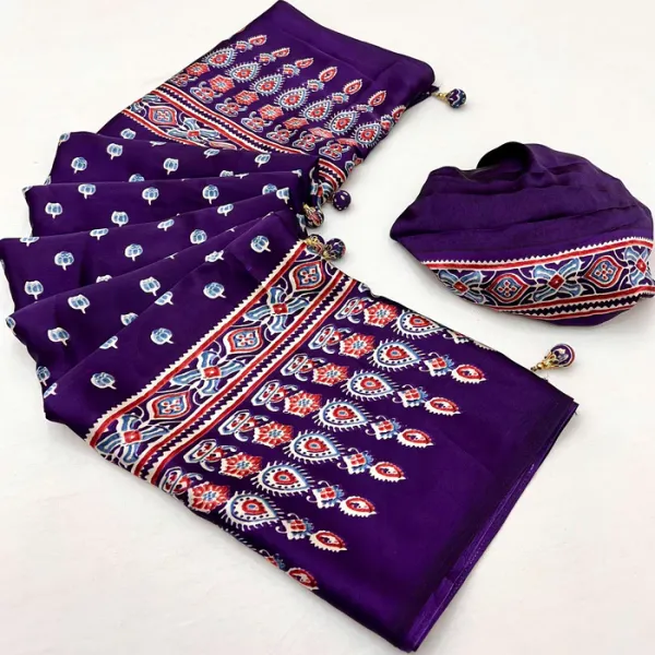 Jamun_Purple_Ajrakh_Printed_Satin_Gaji_Silk_Saree