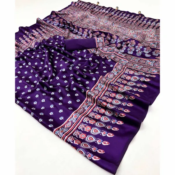 Jamun_Purple_Ajrakh_Printed_Satin_Gaji_Silk_Saree