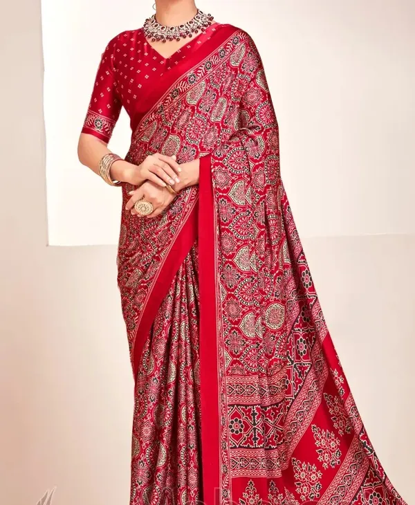 Maroon_Ajrakh_Printed_Soft__Silk_Natural_Print_Saree