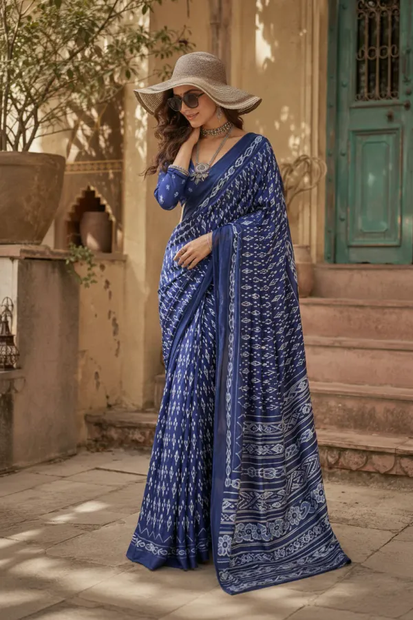 Royal_Blue_Ajrakh_Patola_Modal_Silk_Saree