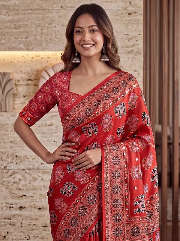 Lovable_Red_Mirror_Work_Crepe_Silk_Traditional_Saree_With_Blouse