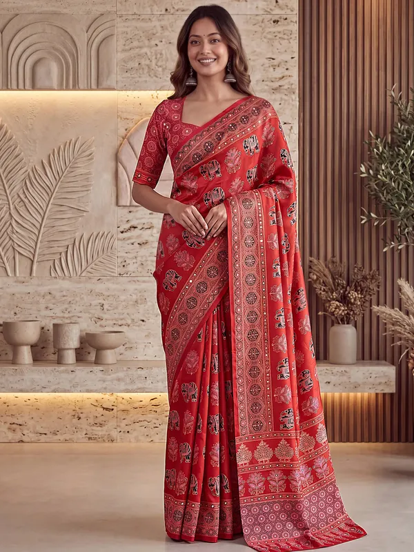 Lovable_Red_Mirror_Work_Crepe_Silk_Traditional_Saree_With_Blouse
