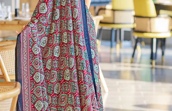 Luxurious_Maroon_Ajrakh_Printed_Soft_Modal_Silk_Natural_Print_Saree