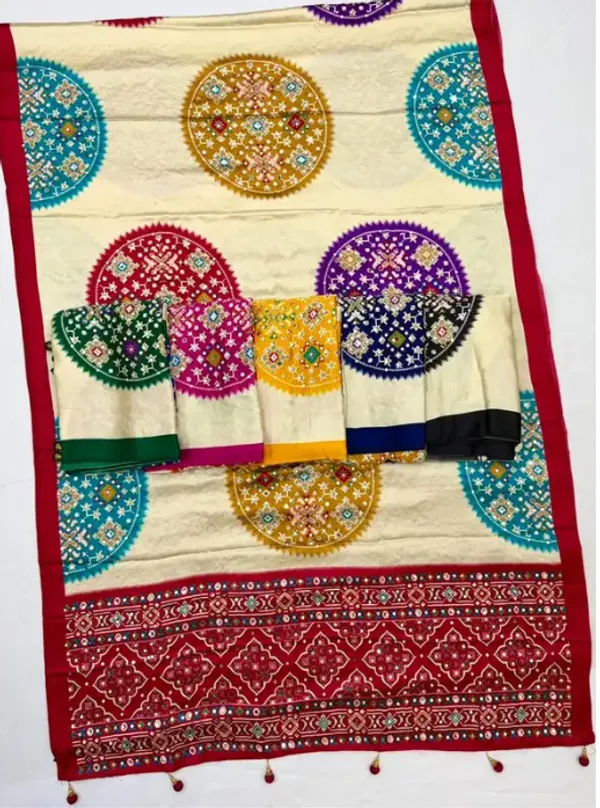CREAM_AND_NAVY_BLUE_PATOLA__AJRAKH_REAL_MIRROR_MODAL_SILK_SAREE_WITH_BLOUSE