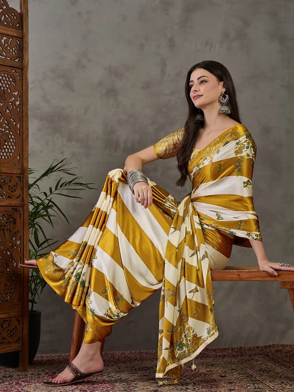 Olive_Floral_Printed_Modal_Satin_Party_Wear_Saree_with_a_Smooth_Satin_Finish