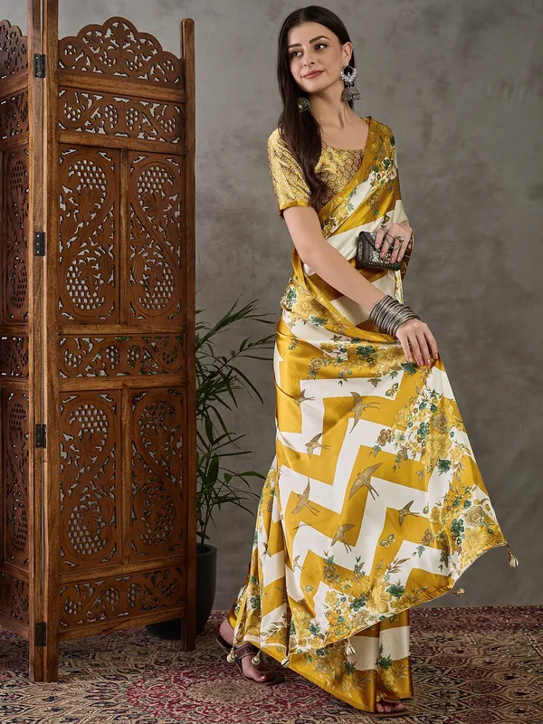 Olive_Floral_Printed_Modal_Satin_Party_Wear_Saree_with_a_Smooth_Satin_Finish