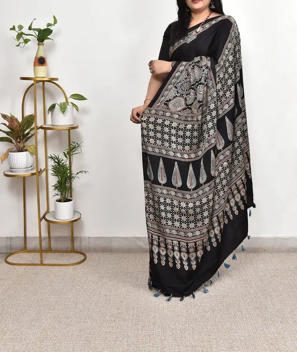 BLACK__AND_PLAIN_AJRAKH_MODAL_SILK_SAREE_WITH_BLOUS
