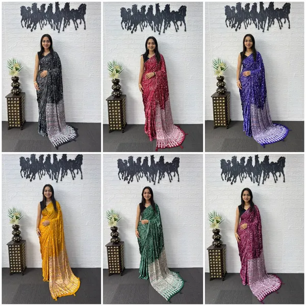 Pure_Gajji_Wine__Bandhni_Full_Leaf_Design__Mirror_Saree_With_Blouse_Piece
