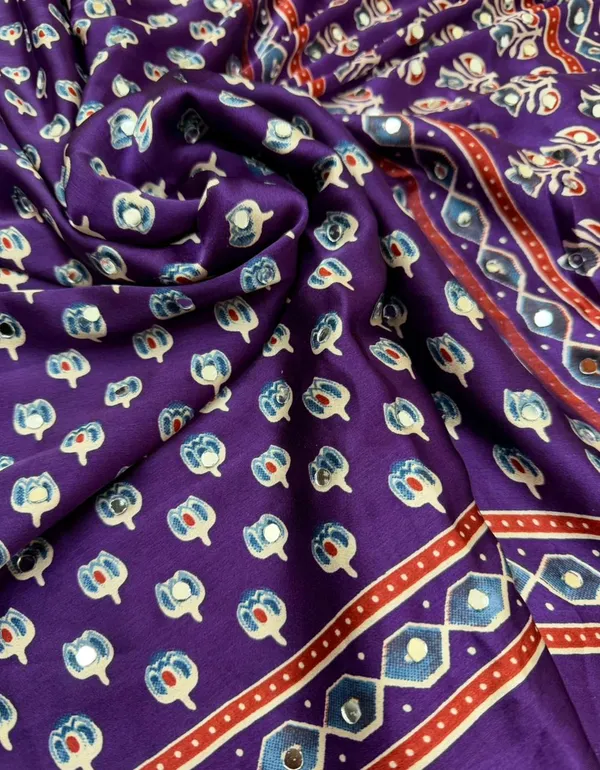 Purple_Lotus_Ajrakh__Mirror_Work_Saree_With_Blouse__