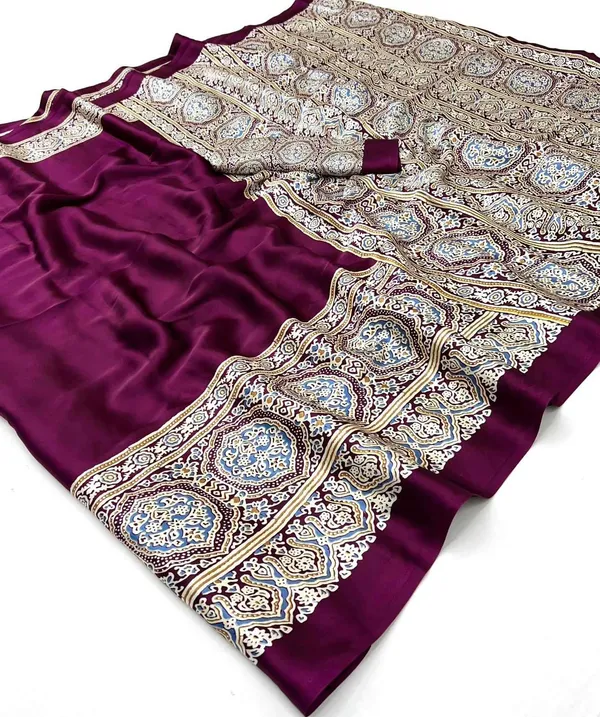 Purple_pizzazz_Ajrakh_Printed_Satin_Crepe_Silk_Saree