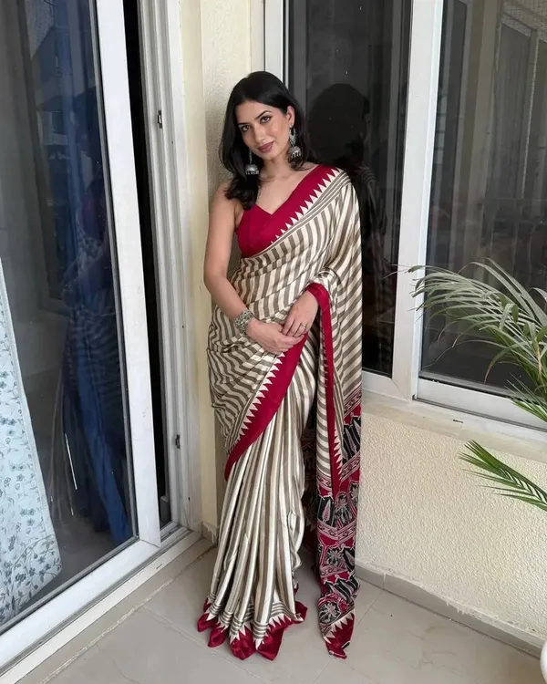 Creamy_With_Maroon_Border_Ajrakh_Hand-Printed_Silk_Saree