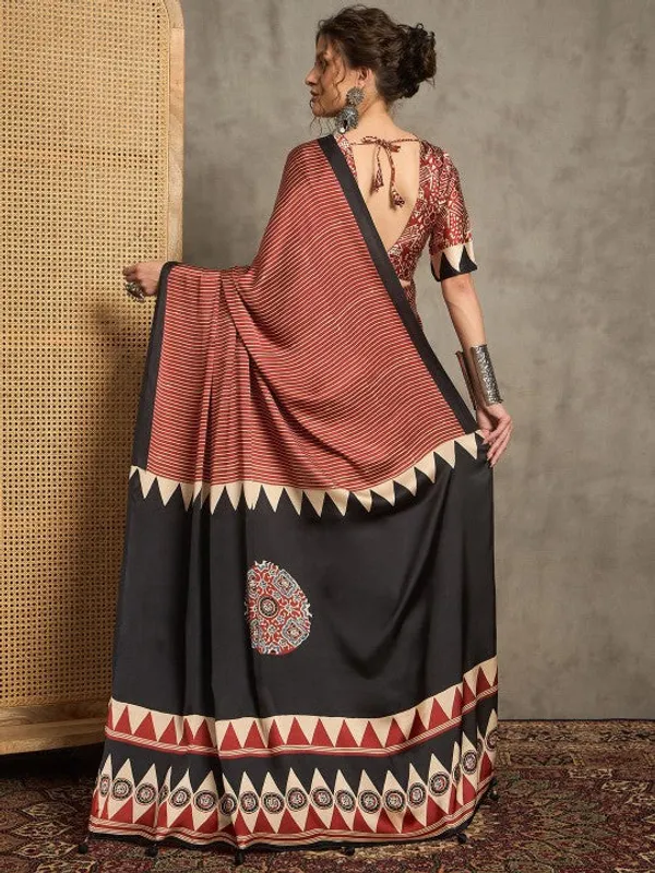 Red__Ajrakh_Silk_Saree