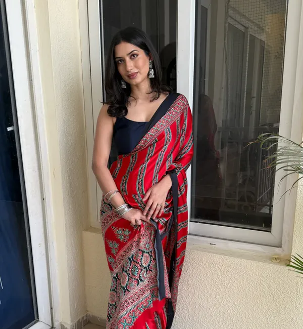 Rosewood_Striped_Ajrakh_Hand-Printed_Modal_Silk_Saree