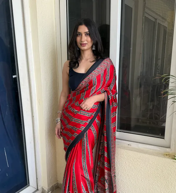Rosewood_Striped_Ajrakh_Hand-Printed_Modal_Silk_Saree