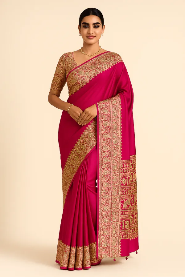 Ruby_Pink_Mango_Floral_Ajrakh_Gajji_Silk_Saree