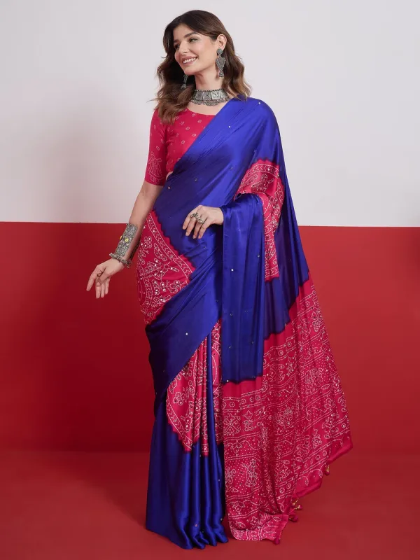 Ruhika_Mirror_Work_Semi_Modal_Saree_for_Wedding_&_Party_Wear