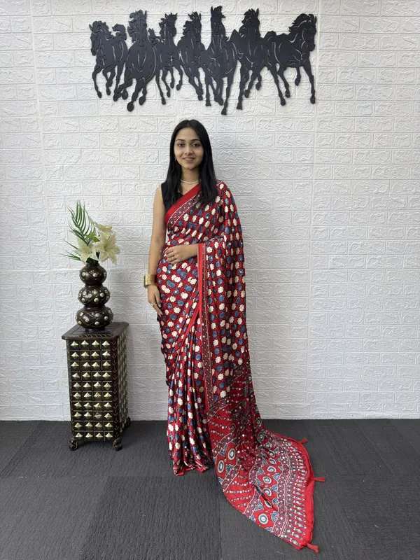 Rust_Ajrakh_Mirror_Work_Design_Pure_Gajji_silk_saree