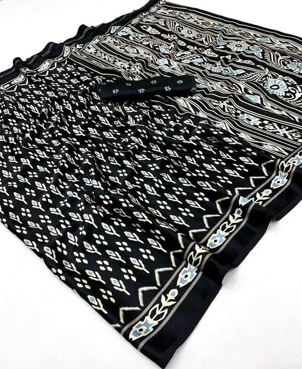 Soft_Black_Ajrakh_Patola_Printed_Satin_Crepe_Saree