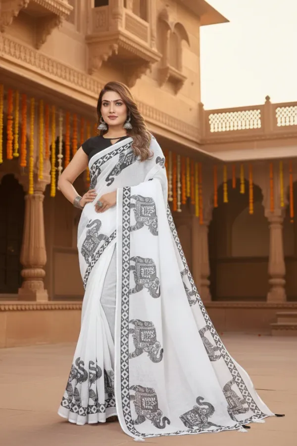 Women's_Linen_Cotton_Printed_Saree_With_Unstitched_Blouse