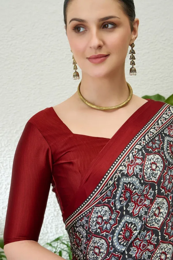Majestic_Black_and_Maroon_Ajrakh_Printed_Soft__Silk_Natural_Print_Saree