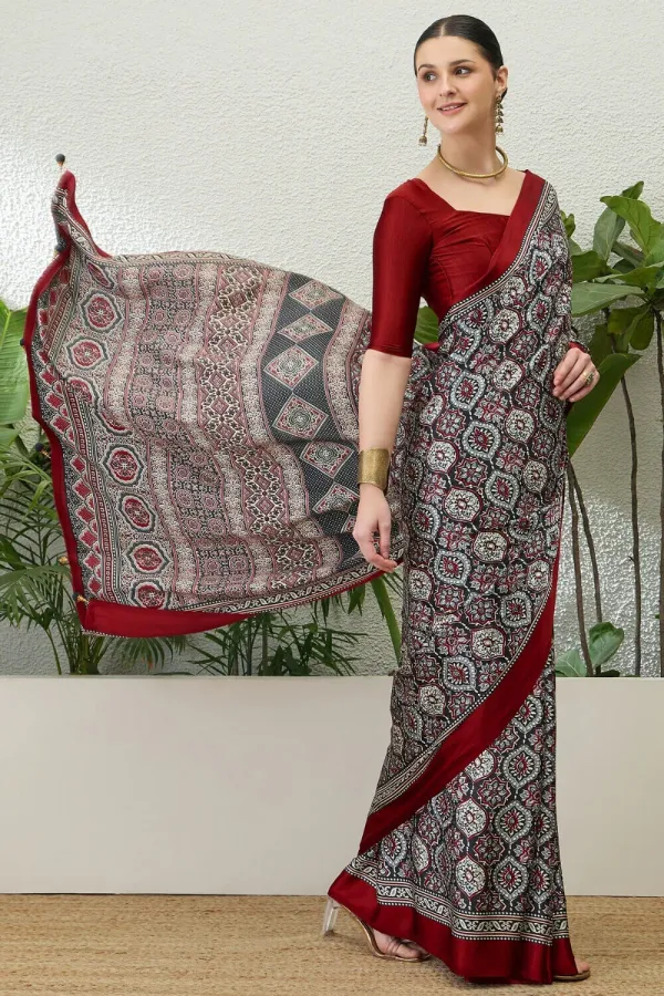 Majestic_Black_and_Maroon_Ajrakh_Printed_Soft__Silk_Natural_Print_Saree