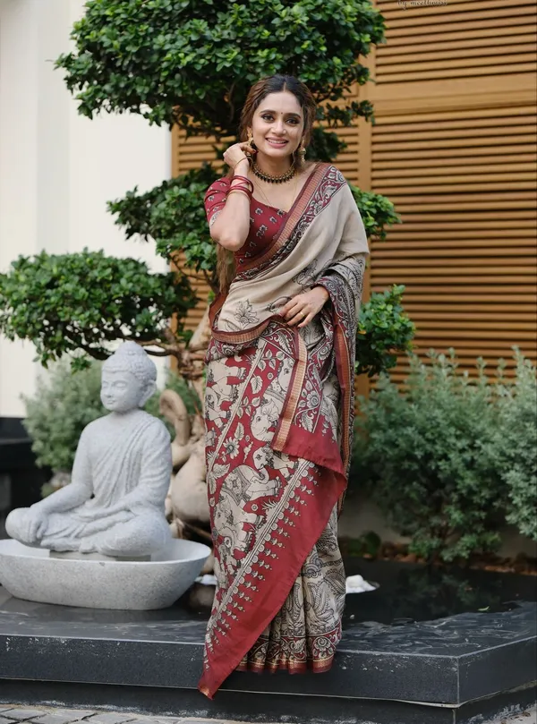 MADHURA_ELEPHANT_MUL_COTTON_KALAMKARI_SAREE