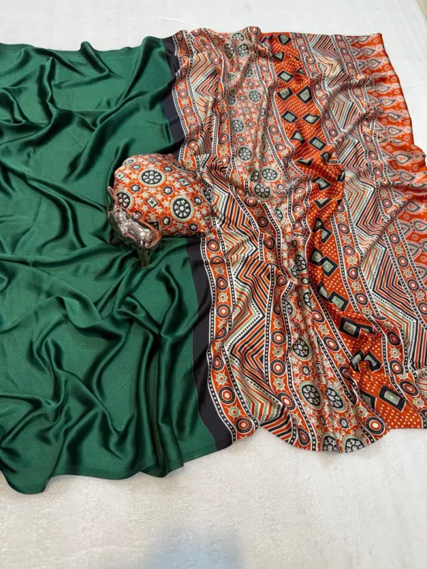 Dark_Green_Ajrakh_Modal_Silk_Saree