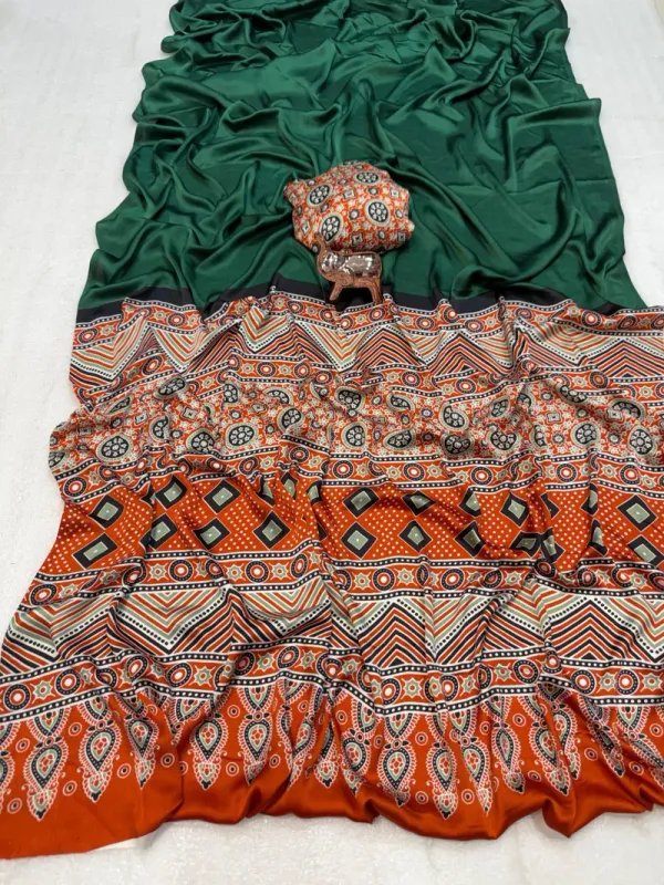 Dark_Green_Ajrakh_Modal_Silk_Saree