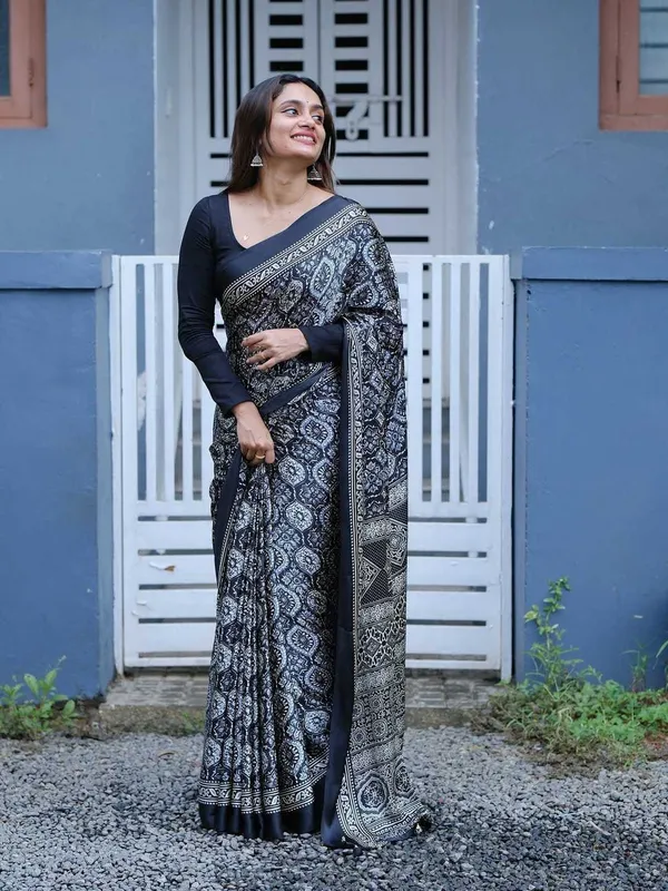Black_Ajrakh_Printed_Soft_Modal_Silk_Natural_Print_Saree