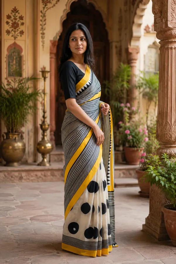 CREAM_AND_ROUND_AJRAKH_MODAL_SILK_SAREE_WIITH_BLOUSE_